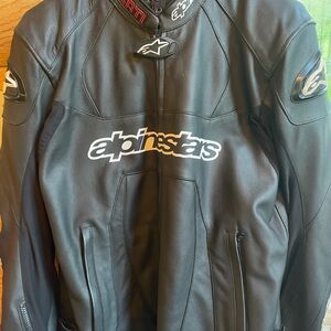 Alpinestars Black Leather Jacket with Mesh Design